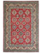 5x7 Red Kuba Afghan Hand Knotted Wool Area Rug